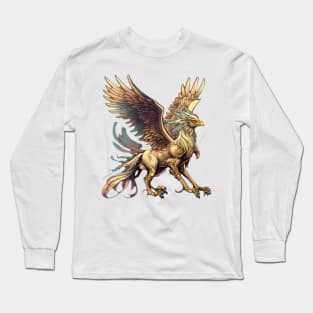 Whimsical Fantasy Cartoon Griffin Design Long Sleeve T-Shirt